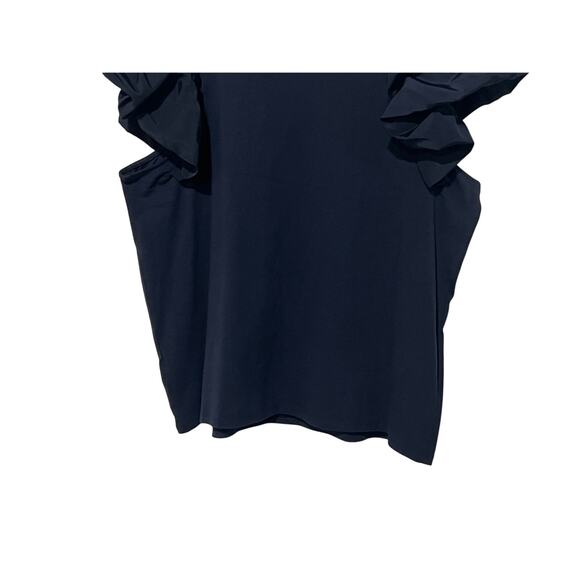 EXPRESS TOP WOMENS SIZE XLARGE CASUAL RUFFEL SLEEVE ROUND NECK TEE SHIRT NAVY - Picture 9 of 11